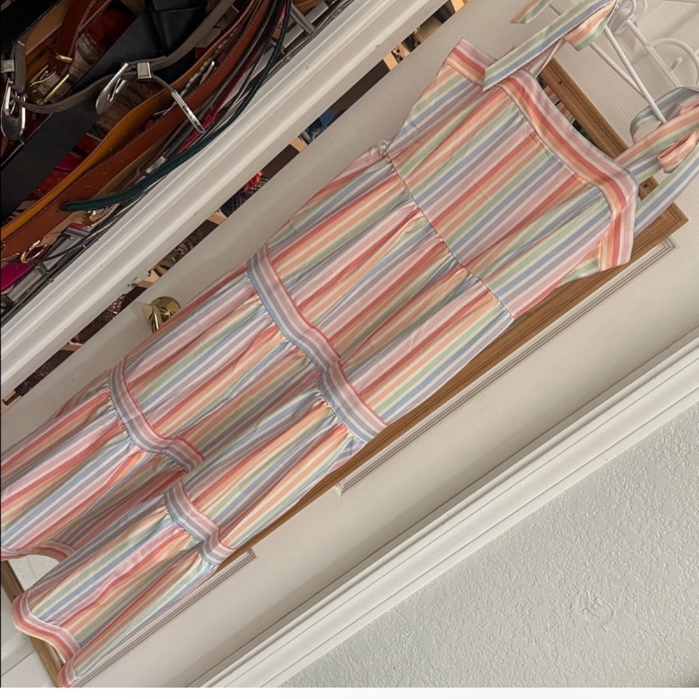 Goodnight Macaroon Pastel Multicolor Striped Maxi Dress